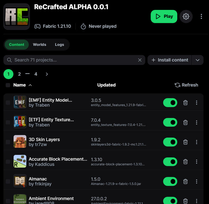 The Re-Crafted Modpack in its Alpha stage